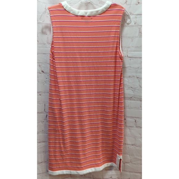 Nautica Women's Summer dress sleeveless M medium Coral Pink White Striped vneck - Picture 5 of 5